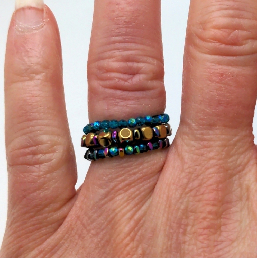 381MIDALANE Colorful Stacked Ring Set